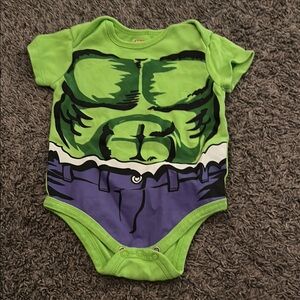 Marvel Green and Purple Hulk Bodysuit with Muscle Details